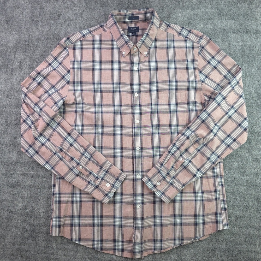J Crew Heathered Cotton Shirt Large‎ Slim Fit Long Sleeve Button Down Multicolor